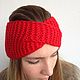 Knitted turban-scarf of bright red color, Bandage, Moscow,  Фото №1