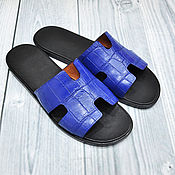 Обувь ручной работы handmade. Livemaster - original item Flip-flops sneakers made of genuine crocodile leather, summer casual shoes!. Handmade.