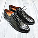 Men's shoes made of alligator leather, in dark blue, Oxfords, St. Petersburg,  Фото №1