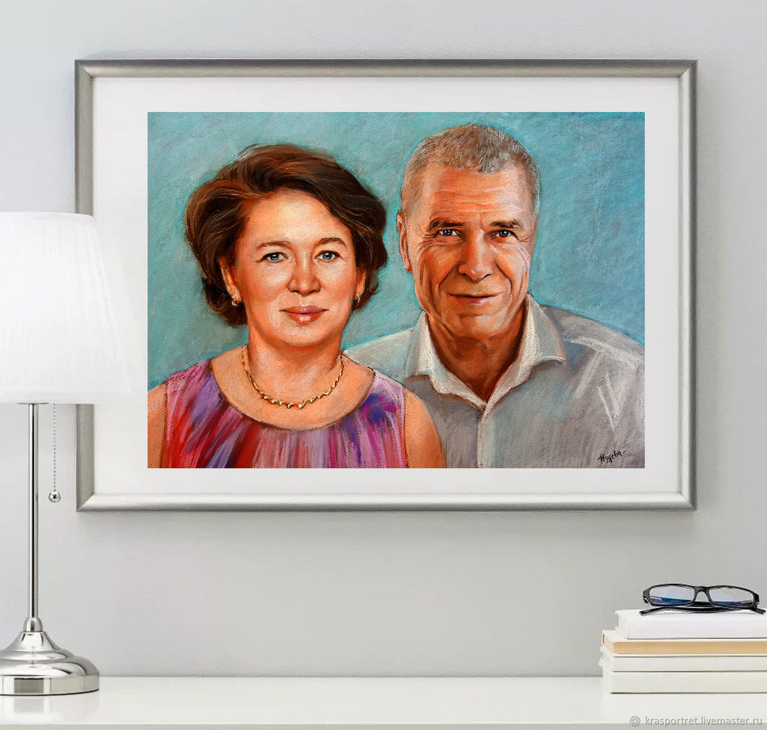 Цветной портрет на заказ по фотографии родителей, семейный портрет в ...