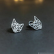 Украшения handmade. Livemaster - original item Cat Earrings (Cat) | Silver | Geometry Collection. Handmade.