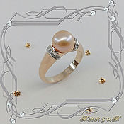 Украшения handmade. Livemaster - original item Pink pearl ring 585 gold, diamonds, pearls. VIDEO. Handmade.