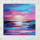 Oil painting Pink sunset, sea, 50/50 cm. Pictures. Painting World of Marina Lesina. Online shopping on My Livemaster.  Фото №2