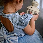 Нарядное Пудровое платье для девочки, Пышное платье из фатина на годик