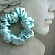Blue hair band made of natural 100% silk, Scrunchy, St. Petersburg,  Фото №1