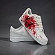Кроссовки белые Nike Air Force 1 унисекс,кастом,Дэдпул, ручная роспись. Кроссовки. Olgavolgoart. Роспись одежды и обуви. Кастом. Ярмарка Мастеров.  Фото №5