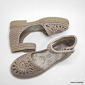 Обувь ручной работы handmade. Livemaster - original item Knitted sandals, grey cotton. Handmade.