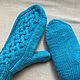 Варежки вязаные шерстяные «Бирюзовые». Варежки. Лена Коробова (lazylazyknits). Ярмарка Мастеров.  Фото №6