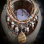 Украшения handmade. Livemaster - original item Multi-row Boho leather necklace 