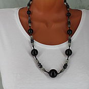 Украшения handmade. Livemaster - original item Beads made of obsidian and labradorite. Handmade.