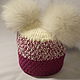 Cap wool, double, natural POM-poms. Caps. Yulia Biedina. Crochet Studio. Online shopping on My Livemaster.  Фото №2