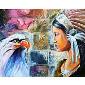 Картины и панно handmade. Livemaster - original item Painting with Indians 