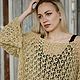 Заказать Кофточка ажурная из льна «неспелая оливка». Вязаный мир Елена Шахторина. Ярмарка Мастеров. . Кофты-сетки Фото №3