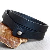 Украшения handmade. Livemaster - original item 3X Wrap Leather Bracelet 11 mm, Custom Leather Bangle. Handmade.