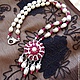 necklace 'raspberry dessert' (ruby, pearl), Necklace, Moscow,  Фото №1