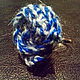 Сине-голубое кольцо-цветок. Кольца. Mashuk. Интернет-магазин Ярмарка Мастеров.  Фото №2