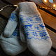 Women's mittens with blue deer white, Mittens, Moscow,  Фото №1