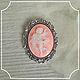 Cameo Brooch Angel background peach 30h40 silver, Subculture decorations, Smolensk,  Фото №1