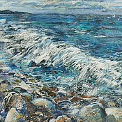 Картины и панно handmade. Livemaster - original item Oil pastel painting The sound of the surf. Crimean impressions. Handmade.