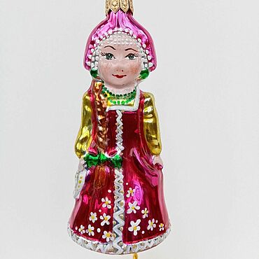 Сувениры и подарки ручной работы. Ярмарка Мастеров - ручная работа Елочные игрушки: стеклянная игрушка ручная роспись Марьюшка. Handmade.