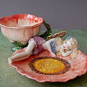 Скульптурный заварочный чайник "Лиса и утка"