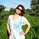 Авторская блуза "Голубой цветок" - нуновойлок и батик. Блузки. студия 'Радуга' Виктория. Интернет-магазин Ярмарка Мастеров.  Фото №2