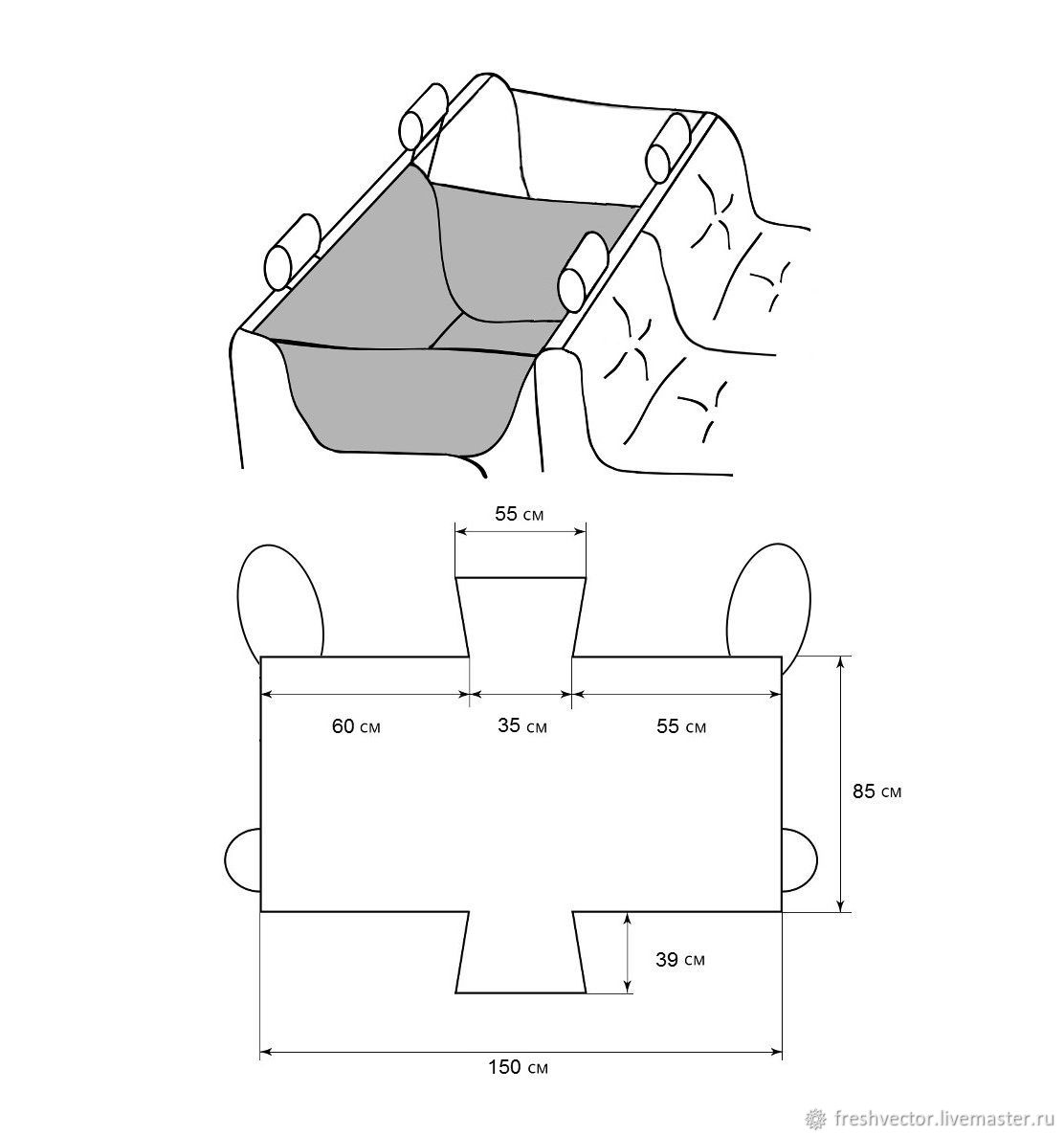 Выкройка автогамак для перевозки собак в автомобиле