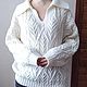 Джемперы белый с косами. Джемперы. Мастерская K. WooD_KnitweaR. Ярмарка Мастеров.  Фото №9