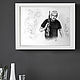 Портрет мужчины черно-белый по нескольким фото А5, Картины, Москва,  Фото №1