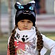 Black knitted hat for girl, double cat hat with embroidery. Caps. Kushnir handmade. Online shopping on My Livemaster.  Фото №2