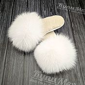Обувь ручной работы handmade. Livemaster - original item Fur Slippers with Arctic Fox. Handmade.