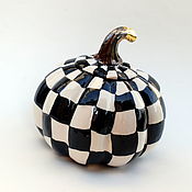 Посуда handmade. Livemaster - original item Pumpkin Sugar Bowl from Wonderland (black and white). Handmade.