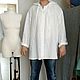 Белая рубашка из льна с капюшоном и на молнии, Рубашки мужские, Новороссийск,  Фото №1