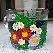 Посуда handmade. Livemaster - original item Mug (large) with flowers. Handmade.