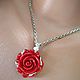 Order Coral 'Red rose' pendant Silvering. Rimliana - the breath of the nature (Rimliana). Livemaster. . Pendants Фото №3