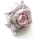 FABRIC FLOWERS. Chiffon rose 'Mouse', Brooches, Vidnoye,  Фото №1