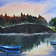 Картина акварелью Туманное утро на озере. Картины. Акварельные пейзажи. Ярмарка Мастеров.  Фото №4