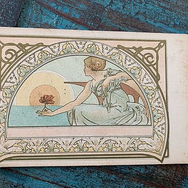 Винтаж ручной работы. Ярмарка Мастеров - ручная работа Винтаж: Открытка, Альфонс Муха, Water Lily, оригинал, начало 20 века. Handmade.