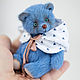 Мишка тедди голубой с голубыми глазами, миниатюра. Мишки Тедди. Teddy by Olga Prokudina. Ярмарка Мастеров.  Фото №8