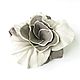 Brooch flower leather rose `Toupe Perl` grey beige Brooch on a bag, belt, hat, coat, fur coat, jacket, dress, sweater,scarf,shawl, scarf, tippet, outerwear gifts for women, yourself, yourself
