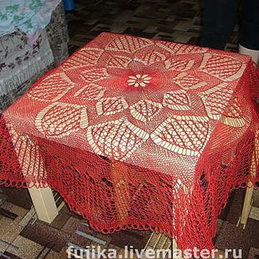 Для дома и интерьера ручной работы. Ярмарка Мастеров - ручная работа Скатерть"Паутинка красная". Handmade.