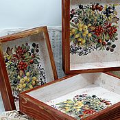 Для дома и интерьера handmade. Livemaster - original item Trays boxes in a set of 3 pieces berries tray solid wood. Handmade.