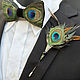 Pajarita y boutonniere con plumas de pavo real y gallo. Butterflies. Inessa Soloveva. Ярмарка Мастеров.  Фото №5