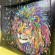 Women's leather backpack with hand-painted lion. Backpacks. Marfa's Painting. Online shopping on My Livemaster.  Фото №2