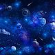 Ткань космос с планетами, принт вселенная, арт.Р16-001. Ткани. Fleur. Ярмарка Мастеров.  Фото №6