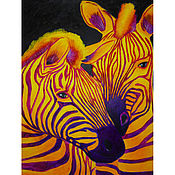 Картины и панно handmade. Livemaster - original item Oil painting on Canvas Colored Zebras, animal paintings. Handmade.
