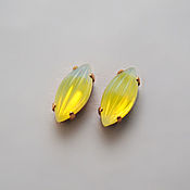 Материалы для творчества handmade. Livemaster - original item Vintage rhinestones 15h7 mm color Yellow textured. Handmade.