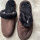 Order Men's suede sheepskin slippers brown. Warm gift. Livemaster. . Slippers Фото №3