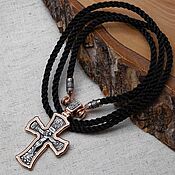 Крест деревянный мужской серебряный нательный православный