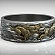 Обручальное кольцо из золота 585 с бегущими волками j-0.012. Кольца. FANTASY JEWELS. Ярмарка Мастеров. Фото №5